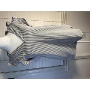 Michael Kors Striped Striped Ruffle Flutter Sleeve V-Neck Top -Medium